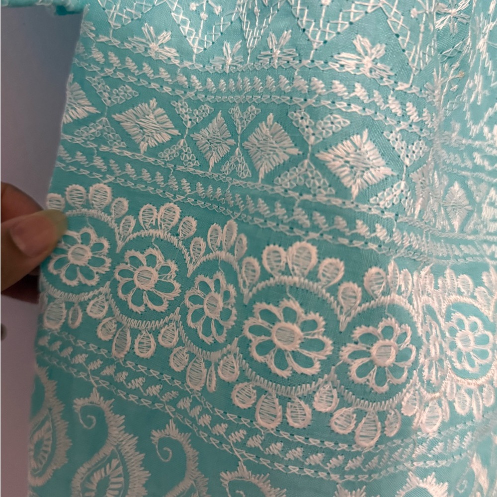 Turquoise Long Sleeve Dress/top with Pattern - Picture 3 of 6
